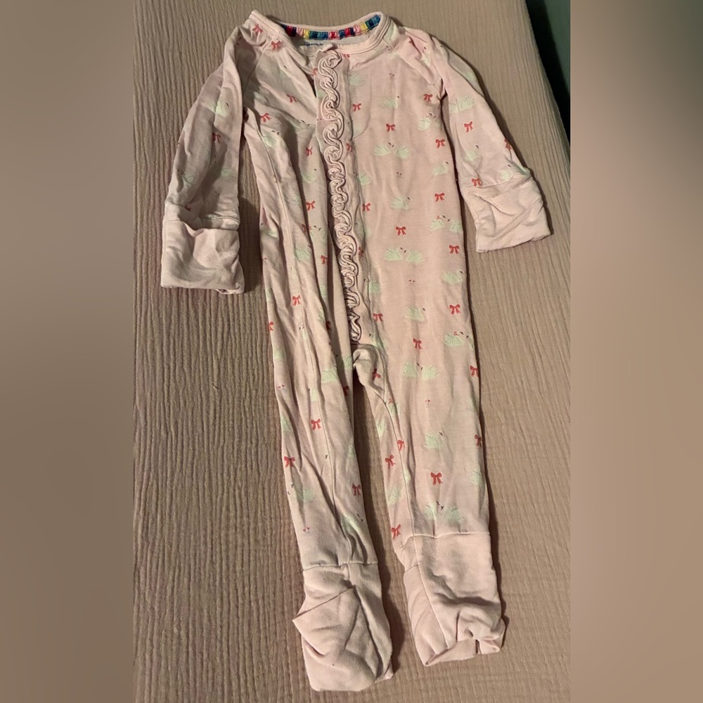 Magnetic Me Light Pink Baby Onesie with Bow Accents